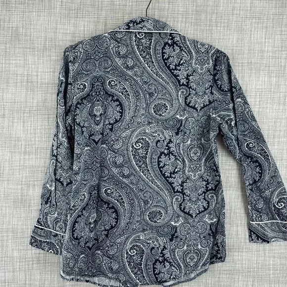 Lauren Ralph Lauren Pajama Top button down Womens M Blue 3028 - Picture 4 of 6